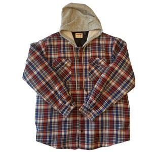 Wrangler Authentics Men's Plaid Flannel Lined Hooded Jacket Size XL